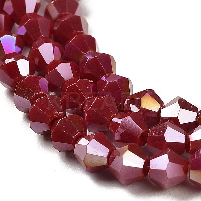 Opaque Solid Color Electroplate Glass Beads Strands GLAA-F029-P4mm-A01-1