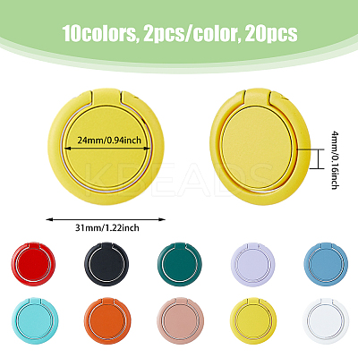 20Pcs 10 Colors Alloy Cell Phone Flat Round Holder Stand FIND-DC0004-77-1
