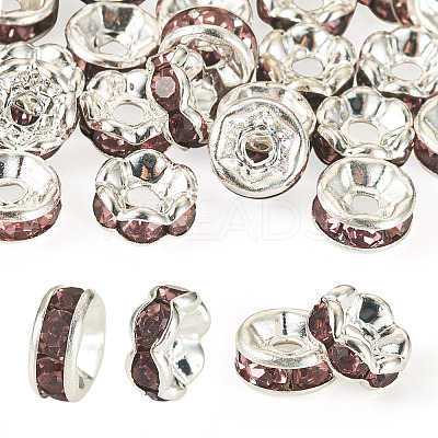 30Pcs 2 Colors Brass Rhinestone Spacer Beads RB-TA0001-29D-1
