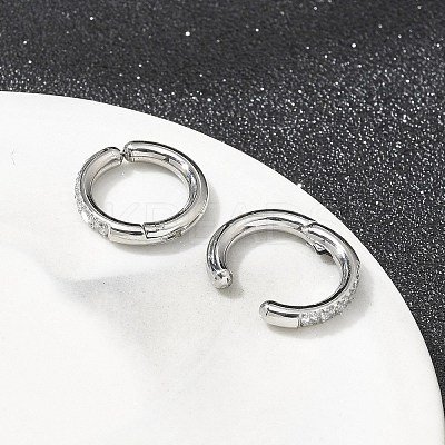 304 Stainless Steel Micro Pave Clear Cubic Zirconia Cuff Earrings EJEW-C096-60P-1