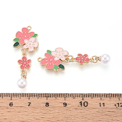 Alloy Enamel and ABS Imitation Pearl Pendants ENAM-T022-49KCG-1