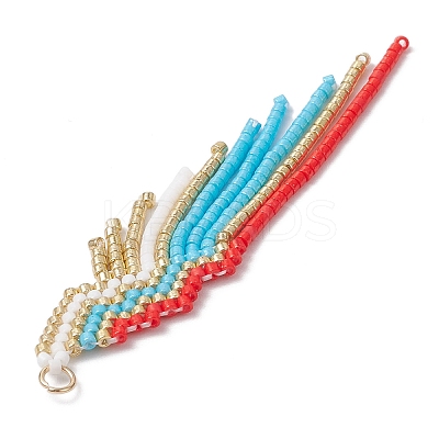 Glass Seed Beaded Tassels Pendants PALLOY-MZ00659-01-1