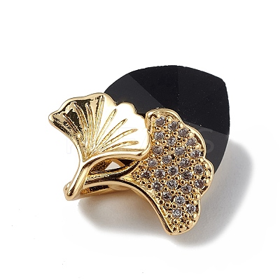 Real 18K Gold Plated Rack Plating Brass Micro Pave Clear Cubic Zirconia Pendants KK-C015-24G-07-1