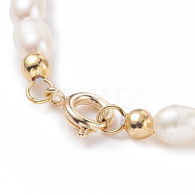 Grade A Natural Pearl Beaded Bracelets with Brass Spring Ring Clasps for Women BJEW-JB08037-1