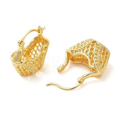 Hollow Basket Brass Hoop Earrings for Women LS-EJEW-G399-03C-G-1
