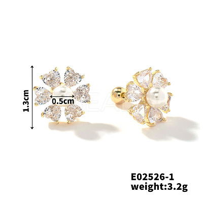 Summer Countryside Style Copper Zirconia Stud Earrings for Women QN0199-3-1