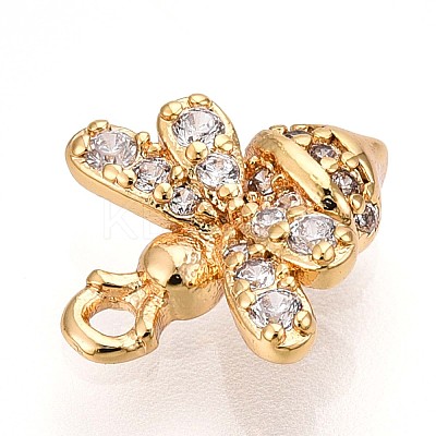 Brass Micro Pave Clear Cubic Zirconia Pendants KK-T075-19G-02-1