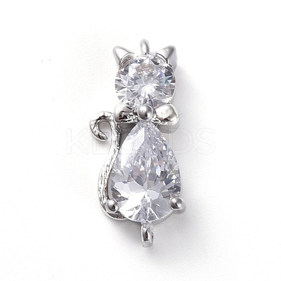 Brass Micro Pave Cubic Zirconia Kitten Links Connectors X-ZIRC-G157-50P-1