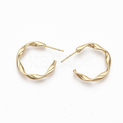 Semicircular Brass Stud Earrings KK-Q762-016G-NF-1