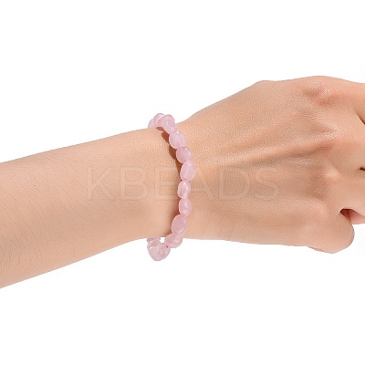 Natural Rose Quartz Bead Stretch Bracelets LS-BJEW-K213-01-1