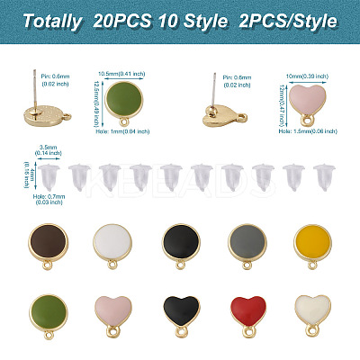 20Pcs 10 Style Alloy Enamel Stud Earring Findings FIND-EL0001-03-1
