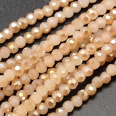 Faceted Round Half Rainbow Plated Imitation Jade Electroplate Glass Beads Strands X-EGLA-J130-HR01-1