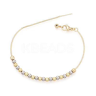 Adjustable Brass Beaded Slider Bracelets for Women BJEW-T022-17G-1