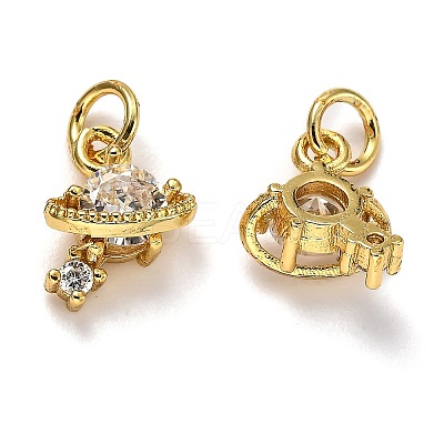 Brass Micro Pave Cubic Zirconia Charms X-ZIRC-H119-10G-1