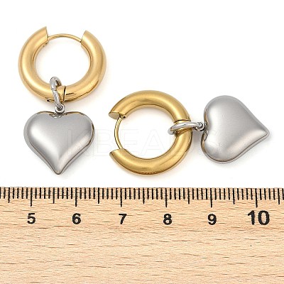 304 Stainless Steel Two Tone Heart Hoop Earrings LS-EJEW-Z097-02GP-01-1