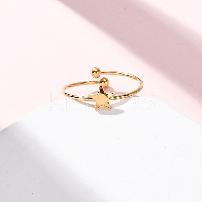 304 Stainless Steel Open Cuff Ring for Women RJEW-A071-01E-G-1