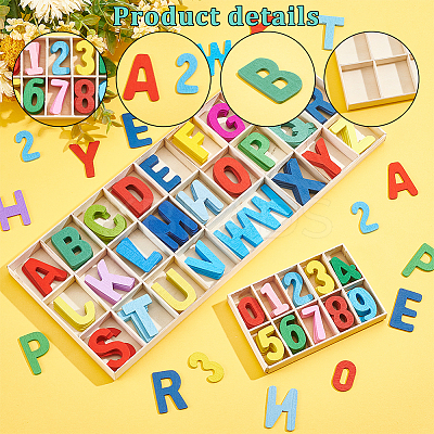 Wood Alphabet & Number Puzzles for Toddlers AJEW-PH0004-29B-1