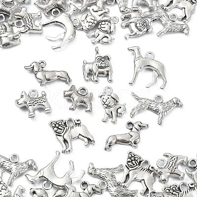 Tibetan Style Alloy Puppy Pendants TIBEP-CJ0001-18-1