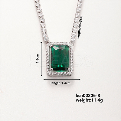 Elegant Brass Micro Pave Cubic Zirconia Pendant Necklaces EL0204-4-1