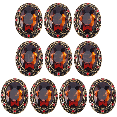 10Pcs 1-Hole Alloy Rhinestone Shank Buttons BUTT-GF0003-52A-1