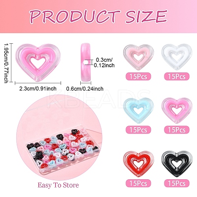90Pcs 6 Colors Acrylic Beads SACR-YW0001-76-1