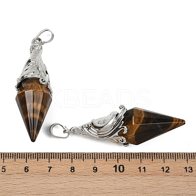 Natural Tiger Eye Faceted Bicone Big Pendants G-Z101-03P-06-1
