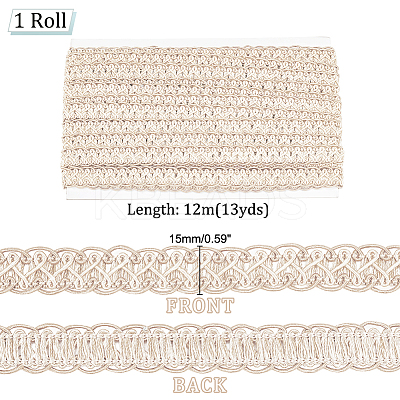 Polyester Braided Lace Trim OCOR-WH0078-09D-1