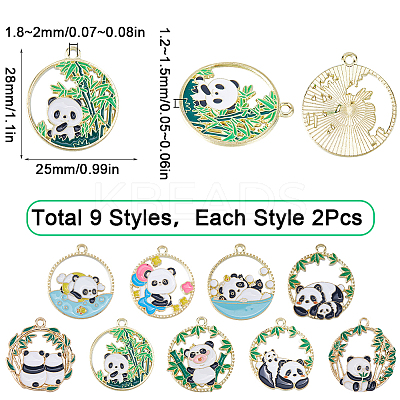 18Pcs 9 Style Light Gold Plated Alloy Enamel Pendants ENAM-SC0004-29-1