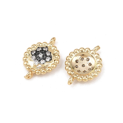 Brass Pave Clear Cubic Zirconia Connector Charms KK-L251-19G-02-1