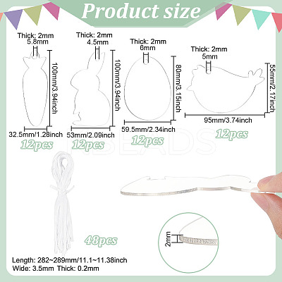 1 Set Transparent Acrylic Blank Big Pendants Decoration HJEW-BC0001-48-1