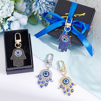 4Pcs 4 Style Alloy Enamel Turkish Evil Eye Pendant Decoration KEYC-AR0001-14-1