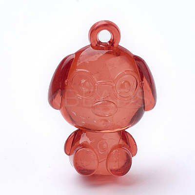 Transparent Acrylic Puppy Pendants TACR-T002-10-1