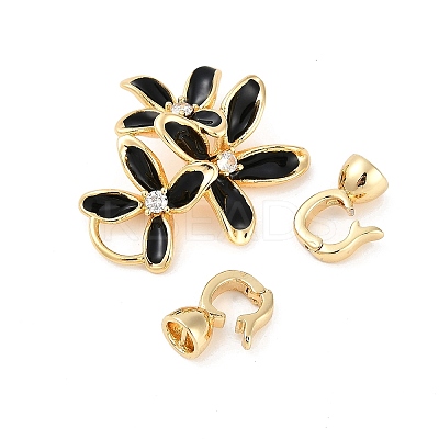 Brass Micro Pave Clear Cubic Zirconia Fold Over Clasps KK-U043-09G-01-1
