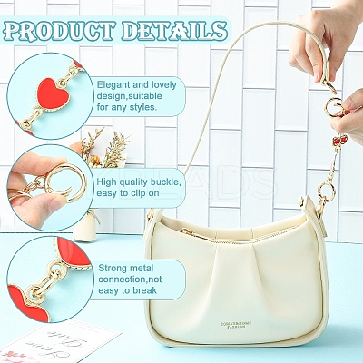 2Pcs 2 Styles Alloy Enamel Heart Butterfly Link Chain Bag Extender Chains FIND-YW0008-10A-1