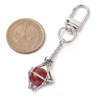304 Stainless Steel Chain Pouch Natural Gemstone Pendant Decorations HJEW-JM01889-01-1