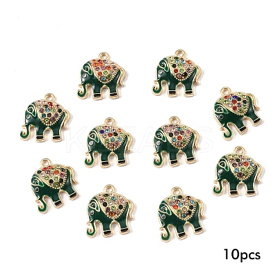 10Pcs Alloy Colorful Rhinestone and Enamel Pendants ENAM-YW0006-14C-1