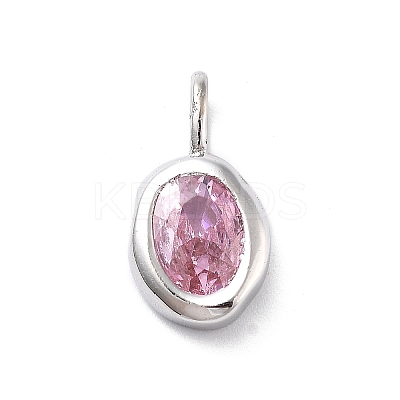 925 Sterling Silver Cubic Zirconia Oval Charms STER-S006-01S-J-1