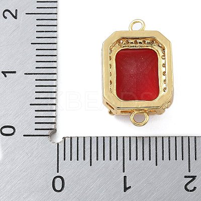 Rack Plating Brass Micro Pave Clear Cubic Zirconia Rectangle Connector Charms KK-A234-028G-03-1