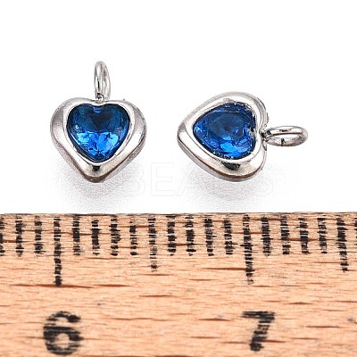 304 Stainless Steel Micro Pave Cubic Zirconia Pendants STAS-L022-396C-P-1