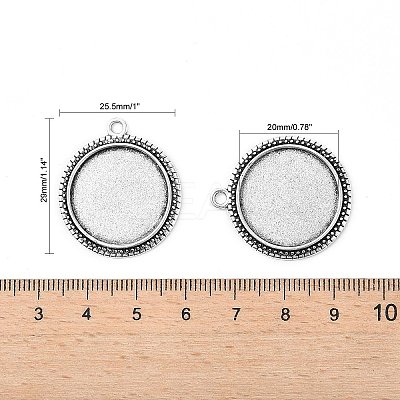 Tibetan Style Alloy Flat Round Pendant Cabochon Settings LS-TIBEP-M022-34AS-1