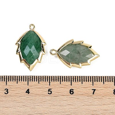 Natural Green Strawberry Quartz Faceted Leaf Pendants G-I375-04G-15-1