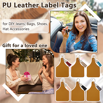 DIY PU Leather Label Tags Keychain Making Kits DIY-OC0014-34-1
