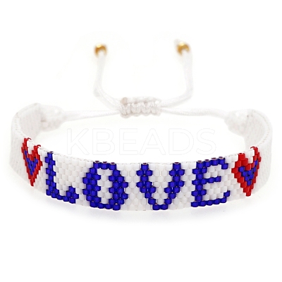 Friendship Word LOVE Loom Pattern MIYUKI Seed Beads Bracelets for Women BJEW-C011-28-1