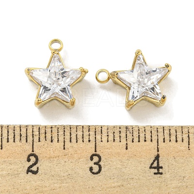PVD Vacuum Plating 304 Stainless Steel Cubic Zirconia Pendants STAS-L278-008G-1
