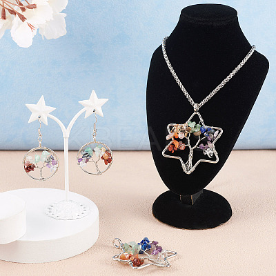 6Pcs 3 Styles 7 Chakra Natural Mixed Gemstone Chip Bigs Pendants FIND-FW0001-36-1