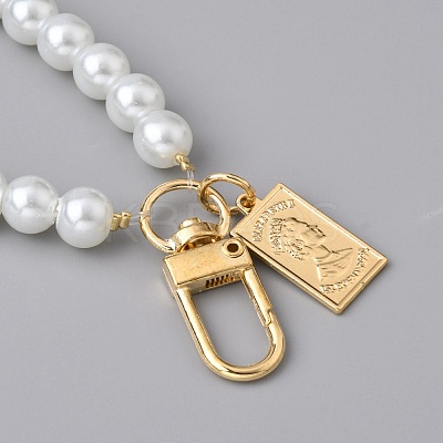Glass Pearl DIY Keychains AJEW-WH0289-76-1