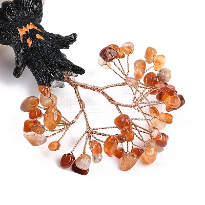 Halloween Theme Natural Carnelian Chips Tree of Life Decorations DJEW-B013-02C-1