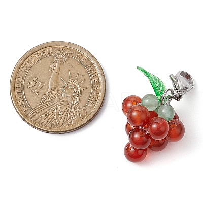 Grape Natural Carnelian Pendant Decoration HJEW-TA00293-02-1