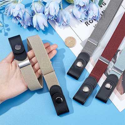 4Pcs 4 Style Unisex Adjustable No Buckle Imitation Leather Elastic Waist Belt AJEW-GF0003-27A-1