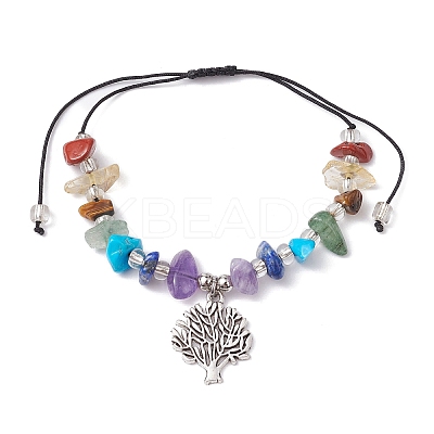 Chakra Natural & Synthetic Gemstone Braided Bead Bracelets BJEW-JB09824-02-1